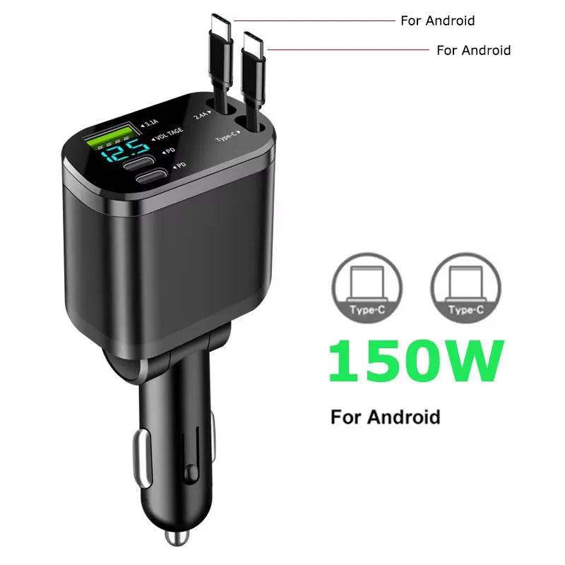 5 in 1 150W Car Charger Voltage Display