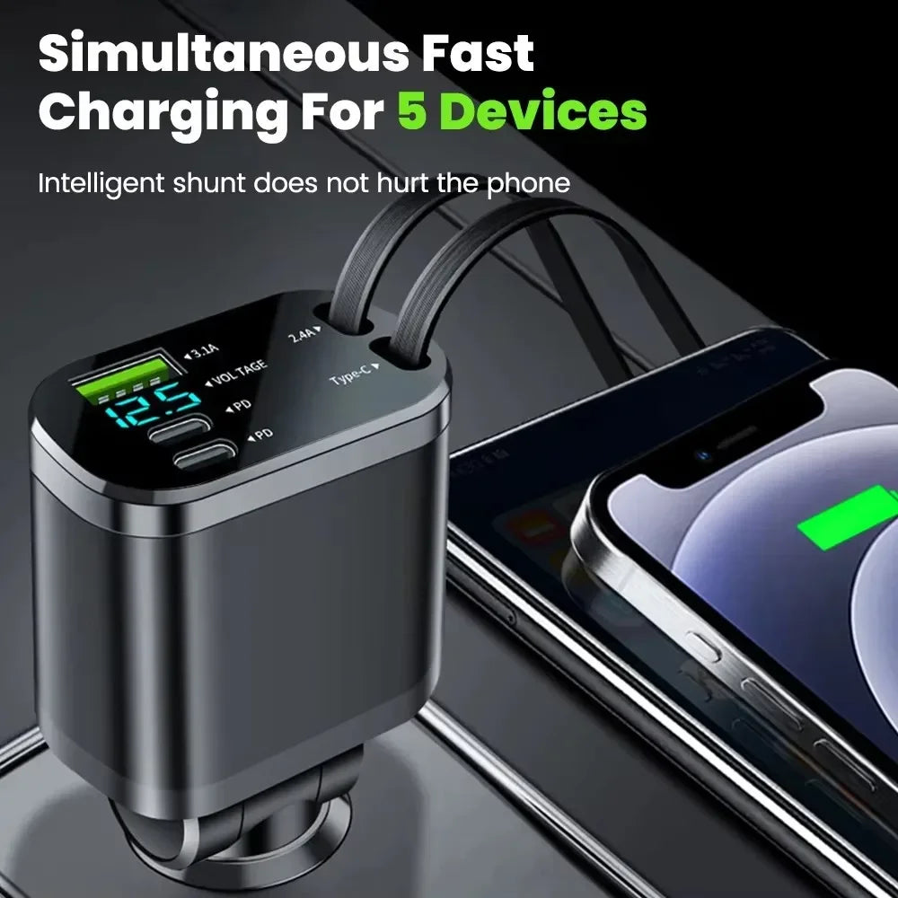 5 in 1 150W Car Charger Voltage Display