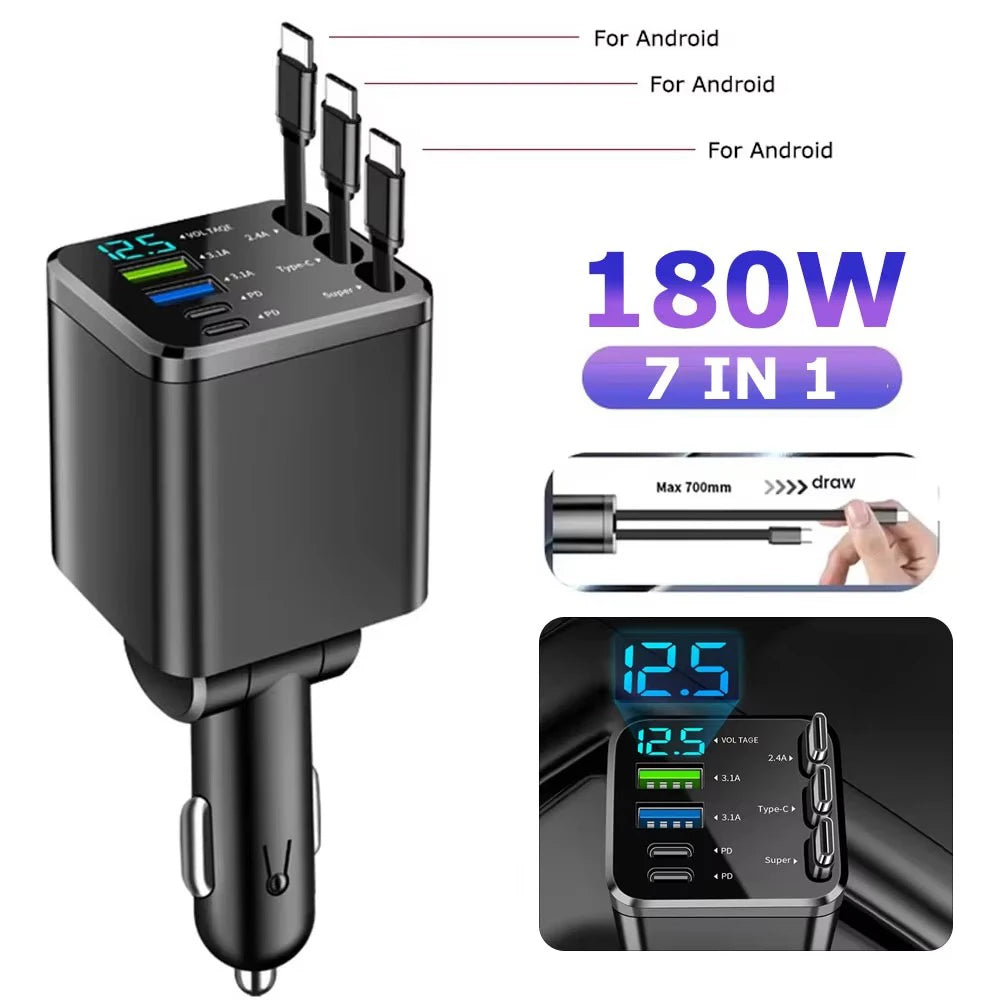 5 in 1 150W Car Charger Voltage Display