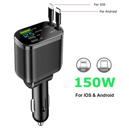 5 in 1 150W Car Charger Voltage Display