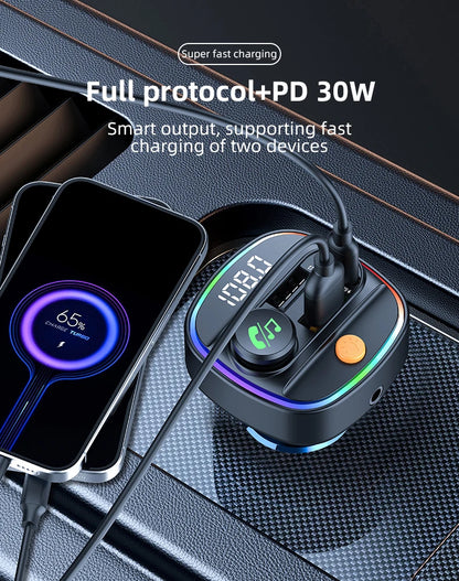 Bluetooth 5.3 FM Transmitter Handsfree Car AUX Radio Modulator MP3 Player