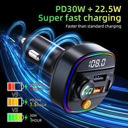 Bluetooth 5.3 FM Transmitter Handsfree Car AUX Radio Modulator MP3 Player