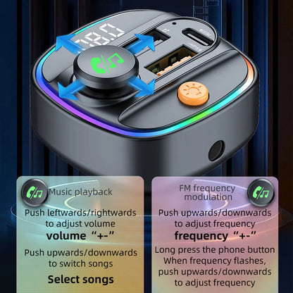 Bluetooth 5.3 FM Transmitter Handsfree Car AUX Radio Modulator MP3 Player